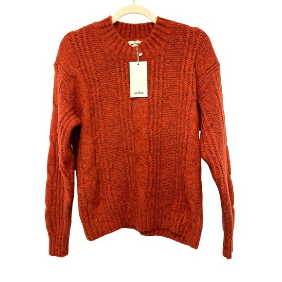 New Korner Cable Knit Pullover Sweater S/M Rust Acrylic Blend - Picture 1 of 4
